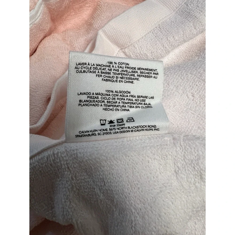 Calvin Klein 100 % Cotton Terry Cloth Pink White Shower Curtain 70 X 70